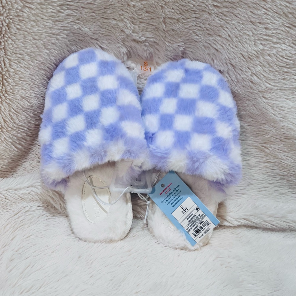 Girls checkered soft slippers new with tags